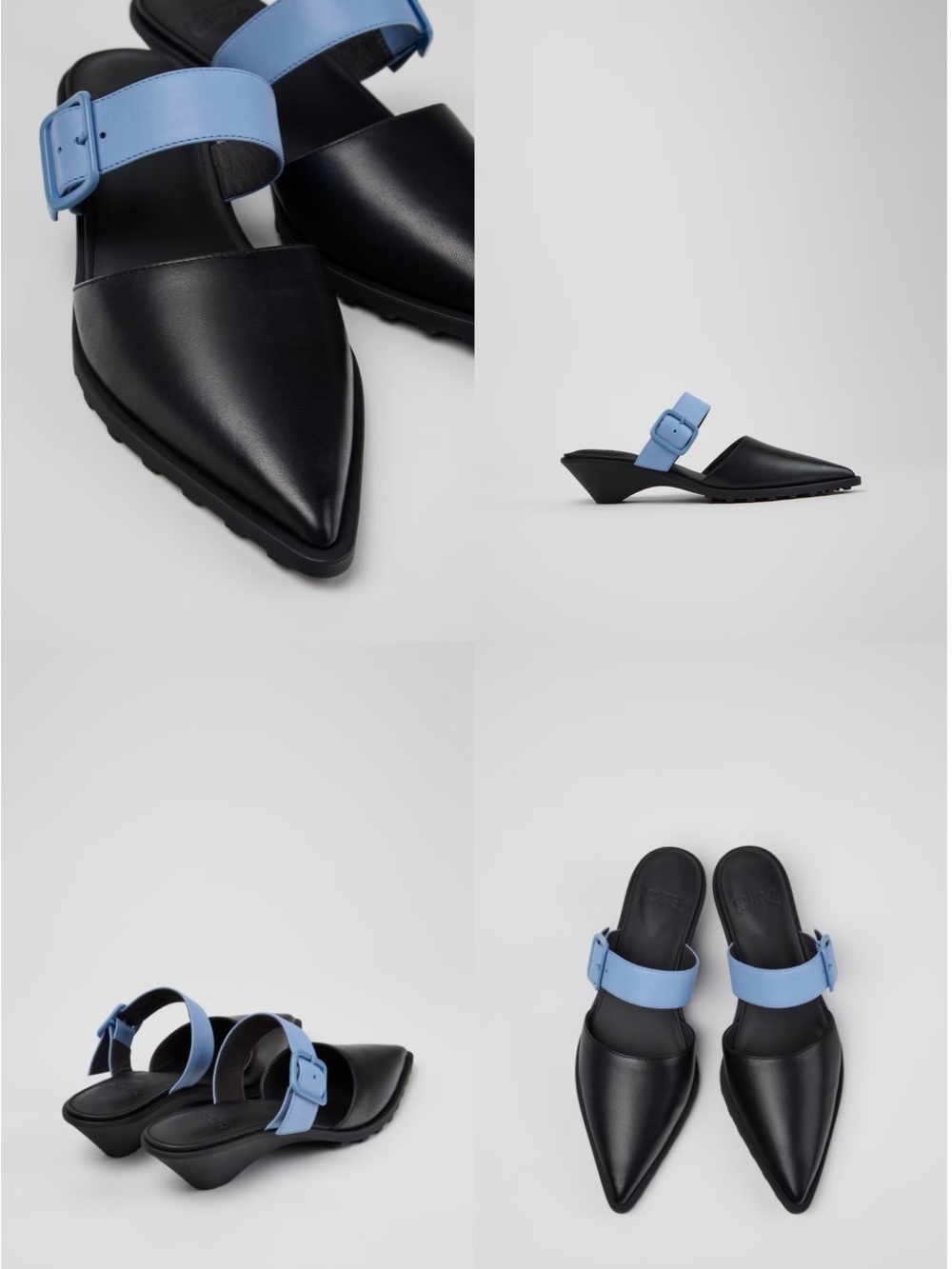 Camper Anita Black Pointed Mule with Light Blue Strap - Picture 10 of 10